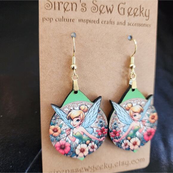 Tinkerbell Floral Fairy Earrings Disney - Picture 2 of 4
